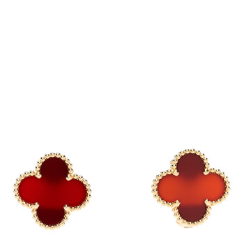 VAN CLEEF & ARPELS 18K Yellow Gold Carnelian Vintage Alhambra Earrings