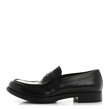 PRADA Spazzolato Triangle Logo 50mm Loafers 8 Black