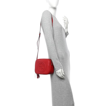 GUCCI Pebbled Calfskin Small Soho Disco Bag Tabasco Red