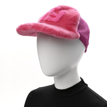 FENDI Cotton Shearling FF Baseball Hat M Fucshia