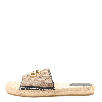 GUCCI Monogram Matelasse GG Marmont Espadrille 20mm Slide Sandals 38 Beige Ebony Black