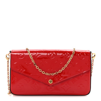 LOUIS VUITTON Vernis Felicie Pochette Chain Wallet Cherry