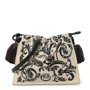 LOEWE Calfskin Barroco Mini Flamenco Tassel Knot Clutch White Multicolor