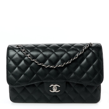 CHANEL Caviar Quilted Jumbo Double Flap Black