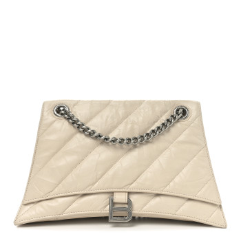 BALENCIAGA Crushed Calfskin Quilted Medium Crush Chain Bag Nude