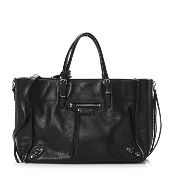 BALENCIAGA Veau Papier A6 Zip Around Tote Black