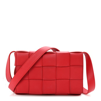 BOTTEGA VENETA Lambskin Maxi Intrecciato Cassette Crossbody Bag Redstone