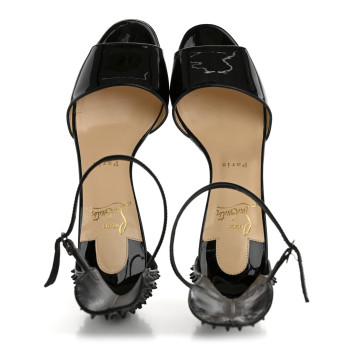 CHRISTIAN LOUBOUTIN Patent Nappa Trezanita 70 Ankle Strap Sandals 37.5 Black