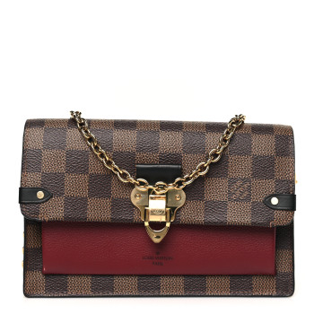 LOUIS VUITTON Damier Ebene Vavin Chain Wallet Bordeaux
