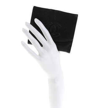 CHANEL Caviar Timeless CC Flap Wallet Black