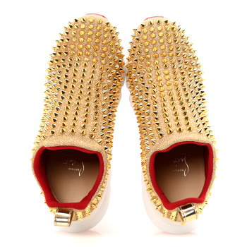 CHRISTIAN LOUBOUTIN Neo Lame Spike Sock Donna Flat Sneakers 36 Gold