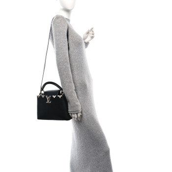 LOUIS VUITTON Smooth Calfskin Crystal Flowers Capucines BB Black