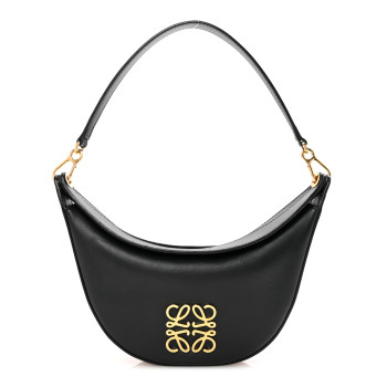 LOEWE Satin Calfskin Small Anagram Luna Bag Black Pecan