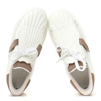 CHRISTIAN DIOR Calfskin Bi-Color Dior-ID Platform Sneakers 40.5 White Nude