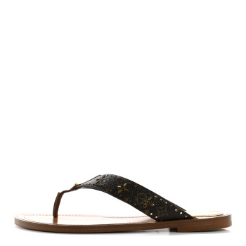 LOUIS VUITTON Monogram Sunny Flat Thong Sandals 37 Brown