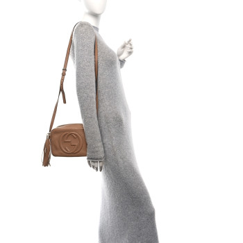GUCCI Pebbled Calfskin Small Soho Disco Bag Camelia