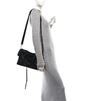 BALENCIAGA Chevre Black Metallic Edge Hardware S City Black