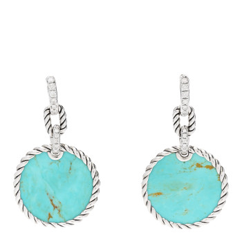 DAVID YURMAN Sterling Silver Diamond Turquoise Elements Drop Earrings