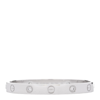 CARTIER 18K White Gold 4 Diamond Love Bracelet 15