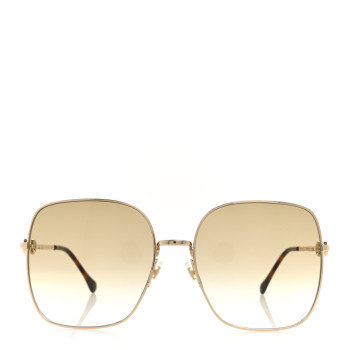 GUCCI Metal Horsebit Square Frame Sunglasses GG0879S Gold