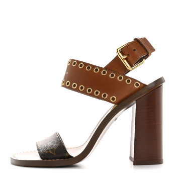 LOUIS VUITTON Calfskin Monogram Passenger Sandals 38 Cognac
