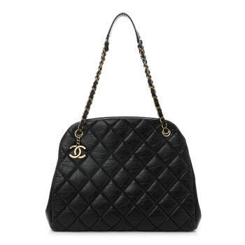 CHANEL Aged Calfskin Large Just Mademoiselle Bowling Bag Black