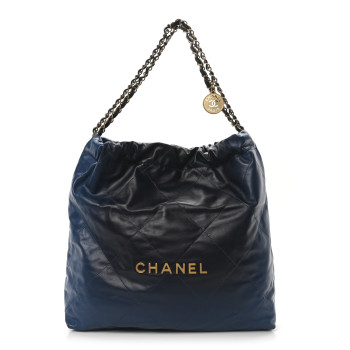 CHANEL Shaded Calfskin Quilted Chanel 22 Blue Dark Blue