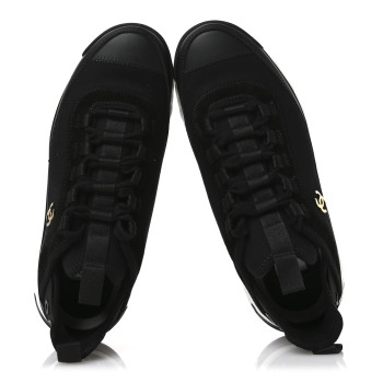 CHANEL Velvet Calfskin Mixed Fibers CC Sneakers 38 Black
