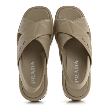 PRADA Nappa Quilted Padded Platform Slingback Sandals 37.5 Deserto PRADA Nappa Quilted Padded Platform Slingback Sandals 37.5 Deserto