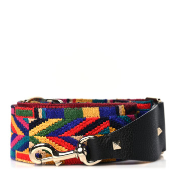 VALENTINO GARAVANI Canvas Native Couture 1975 Embroidered Rockstud Guitar Strap Multicolor