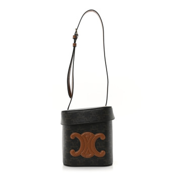 CELINE Triomphe Canvas Calfskin Medium Cuir Triomphe Box Tan
