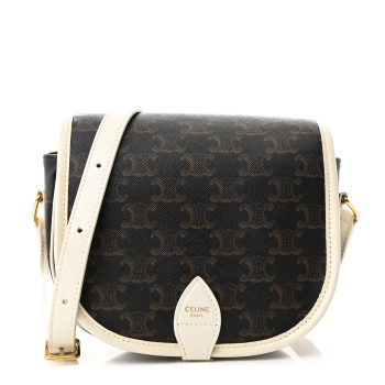 CELINE Triomphe Canvas Medium Folco Bag White