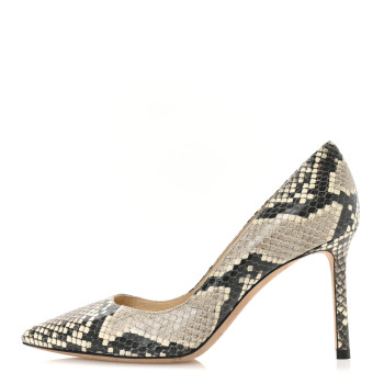 JIMMY CHOO Calfskin Snakeskin Embossed Romy 85 Pumps 38 Natural