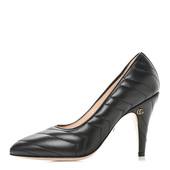 GUCCI Nappa Charlotte Chevron Matelasse Double G 95mm Pumps 36 Black