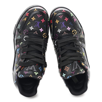 LOUIS VUITTON LV X TM Calfskin Monogram Multicolor LV Trainer Sneakers 36 Black