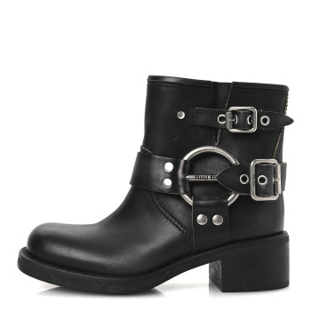 MIU MIU Calfskin Harness Engineer Boots 35 Black