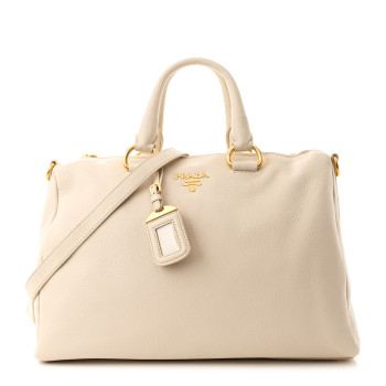 PRADA Vitello Daino Bauletto Tote Talco