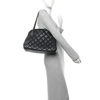 CHANEL Aged Calfskin Large Just Mademoiselle Bowling Bag Black