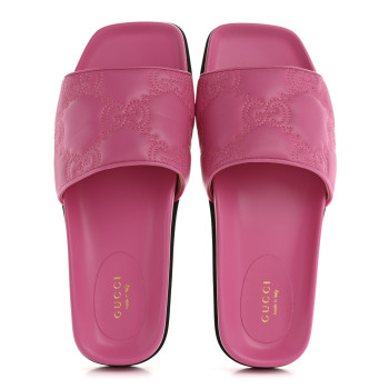 GUCCI Nappa GG Matelasse Flat Slide Sandals 39 Bon Bon