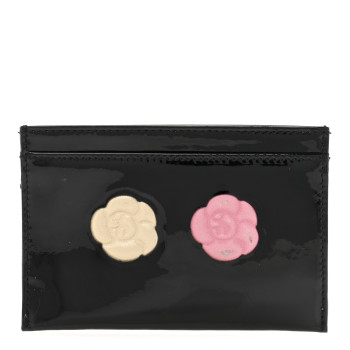CHANEL Patent Calfskin Eyeshadow Pallet CC Card Holder Case Black