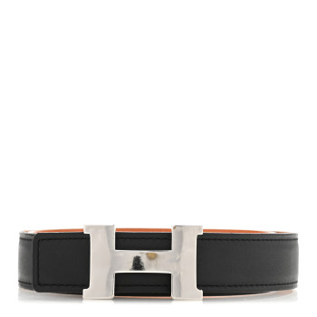 HERMES Swift Epsom 24mm Constance H Belt 65 Black Orange