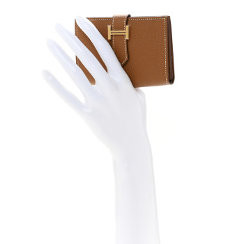 HERMES Epsom Bearn Card Holder Wallet Gold
