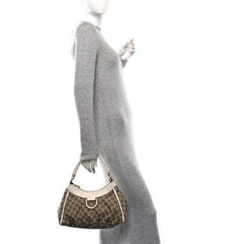 GUCCI Monogram Medium D Gold Ring Hobo White