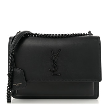 SAINT LAURENT Calfskin Medium Monogram Monochrome Sunset Black