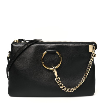 CHLOE Supple Lambskin Small Faye Soft Zippered Shoulder Bag Black
