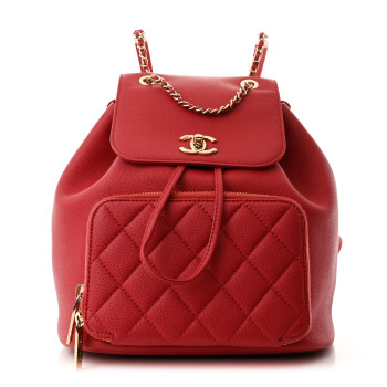 CHANEL Caviar Quilted Business Affinity Backpack Red