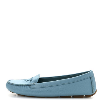 PRADA Saffiano Logo Womens Loafers 39 Turchese