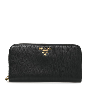 PRADA Vitello Move Bi-Color Zip Around Wallet Black