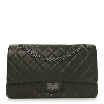 CHANEL Aged Calfskin Quilted 2.55 Reissue 227 Flap Dark Green