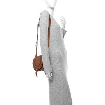CHLOE Calfskin Mini Marcie Round Crossbody Bag Tan